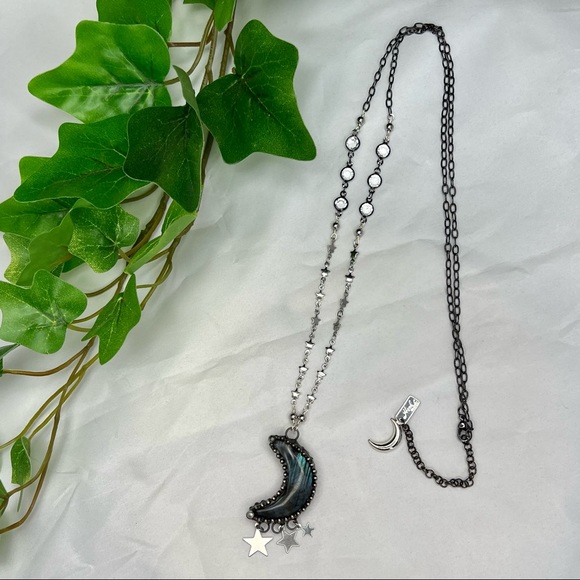 Jewelry - Crescent Moon & Stars Labradorite Statement Necklace